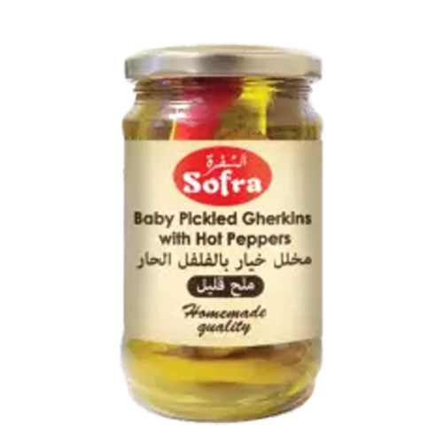 Sofra Pickled Baby Gherkins With Hot Peppers