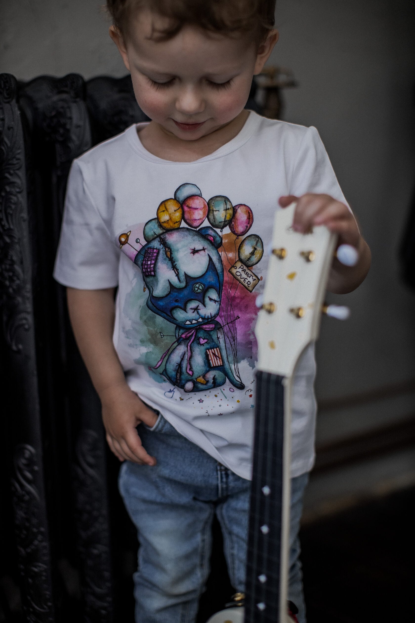 Batbear White - Illustrative T-shirt