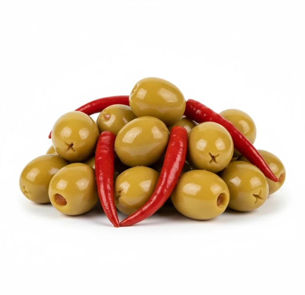 Tipaza Spicy Green Olives with Red Chili
