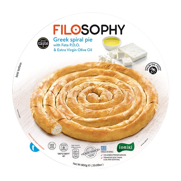 Filosophy Greek Spiral Pie With Feta & Extra Virgin Olive Oil