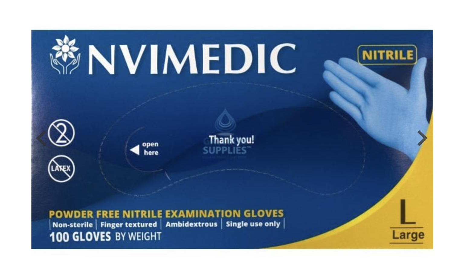 NVIMEDIC Powder Free Nitrile Blue Examination Gloves