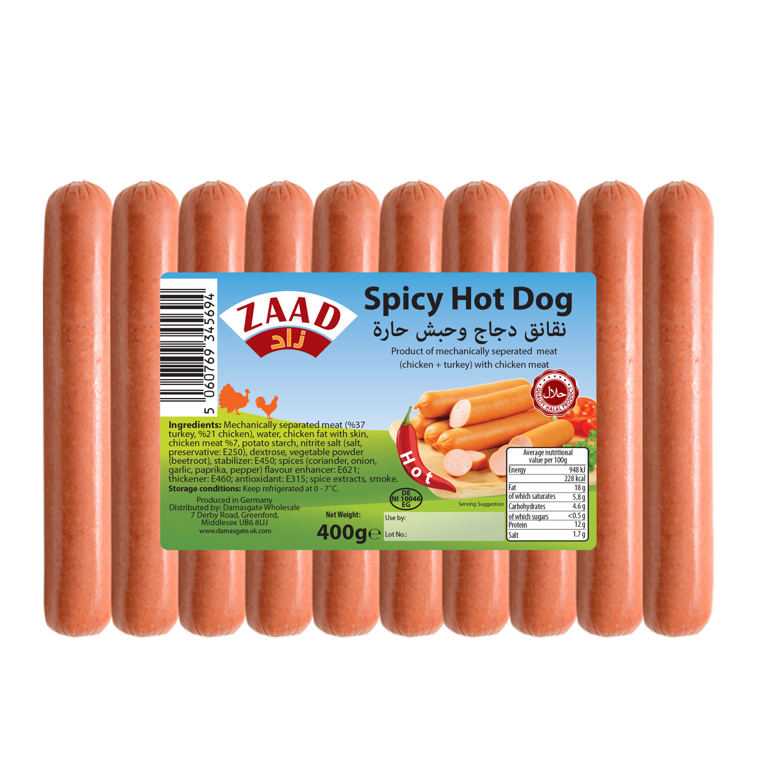 Zaad Spicy Hot Dog Sausage