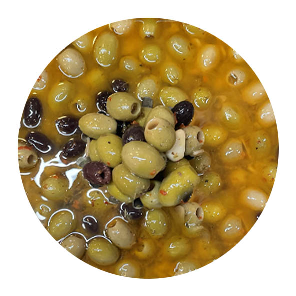 Mix Olives Marinated in Ground Chillies