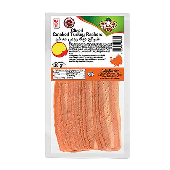 Zaad Halal Sliced Smoked Turkey Rashers 130g