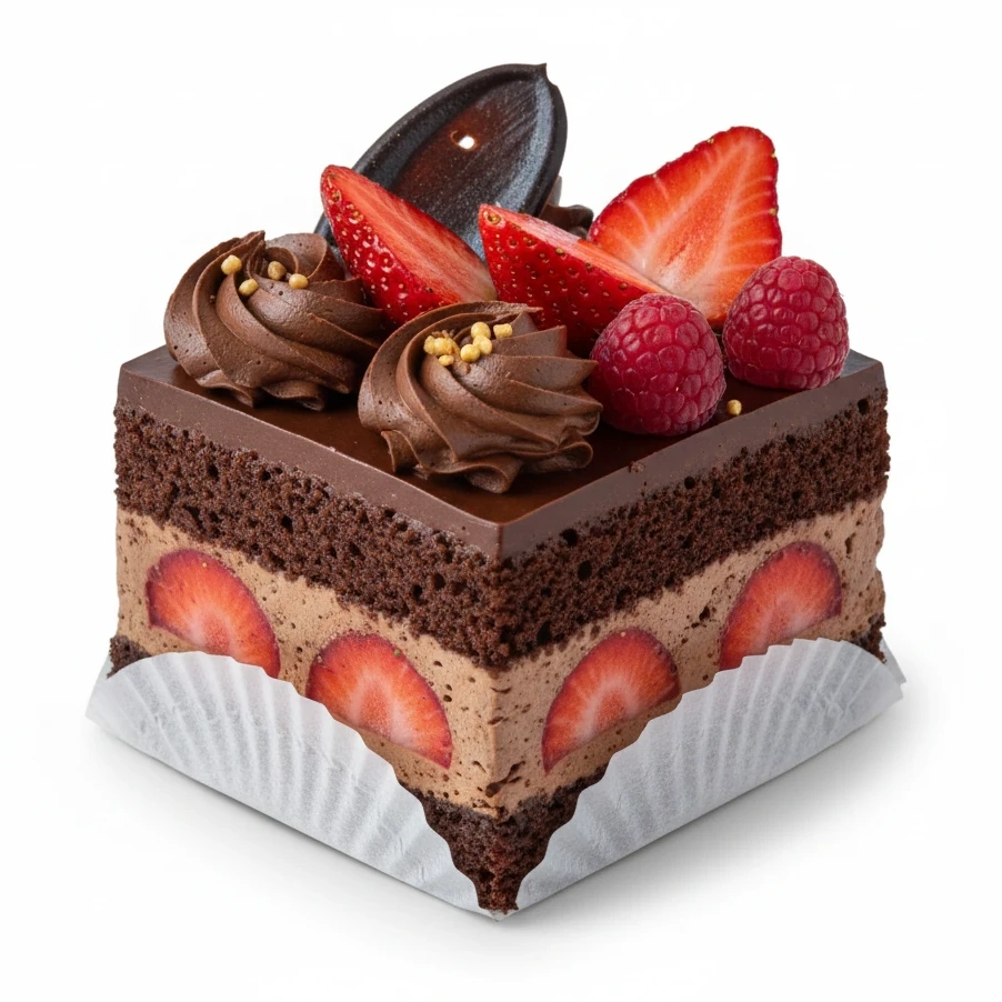 Rich Chocolate Berry Cake Slice