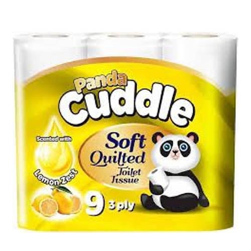 Panda Cuddle Soft Quilted Toilet Rolls Tissue Lemon Zest