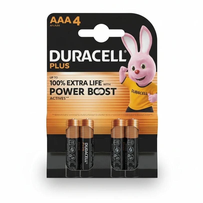Duracell Plus AAA Batteries 4 Pack