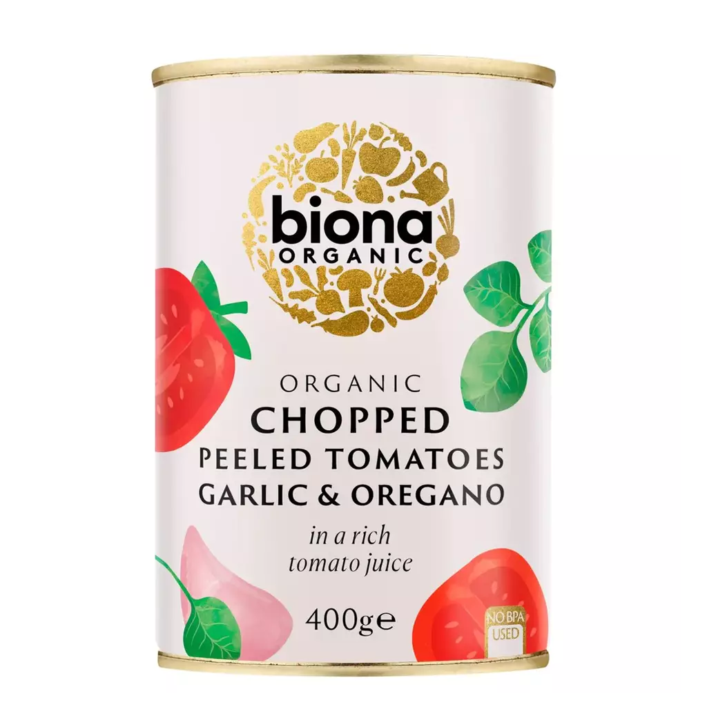 Biona Organic Chopped Peeled Tomatoes Garlic & Oregano