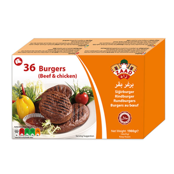 Zaad Beef & Chicken Burger | 36 Pcs