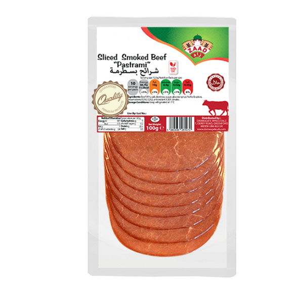 Zaad Halal Sliced Smoked Beef Pastrami 100g